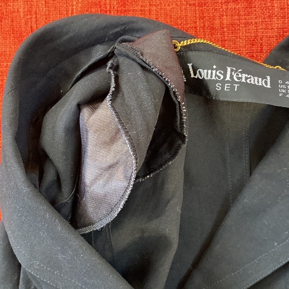 Louis Feraud Black Linen Blazer Jacket Gold Buttons - Picture 7 of 9